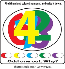 Find the mixed colored numbers, and write it down. with logic thinking question.