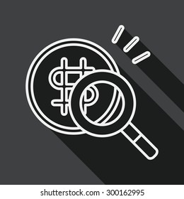 find money flat icon with long shadow, line icon