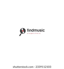 find music logo design, magnifying glass combine with cassette logo design modern concept