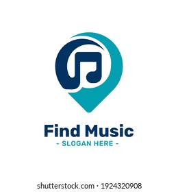 Find music logo design template. Musical icon with point location combination.