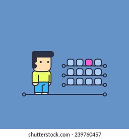 find the necessary thing among a large number of options. Conceptual illustration.