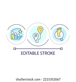 Find New Ways And Incentives Loop Concept Icon. Future Revenue Forecast. Trace Analysing Abstract Idea Thin Line Illustration. Isolated Outline Drawing. Editable Stroke. Arial Font Used