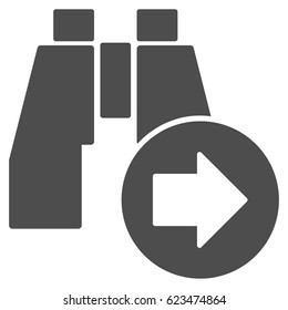 Find Next Binoculars vector pictogram. Illustration style is a flat iconic grey symbol on a white background.