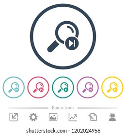 Find next search result flat color icons in round outlines. 6 bonus icons included.