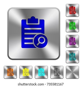 Find note engraved icons on rounded square glossy steel buttons