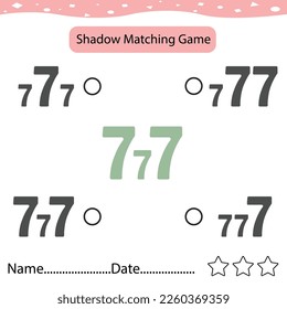 Find number 7 Correct Shadow Find And Match The Correct Shadow Of Friut. Kids Educational Game. Printable Worksheet Illustration. Learning Game