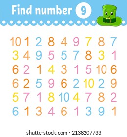 Find number. Education developing worksheet. Activity page with pictures. Game for children. Color isolated vector illustration. Funny character. cartoon style.