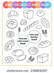 Find the object and color. Coloring page. Bread.