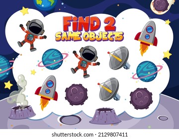 Find object game template of space illustration