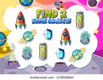 Find object game template of space illustration