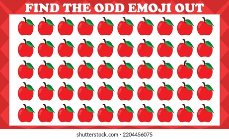 Find The Odd Emoji Out # 1, Visual Logic Puzzle Game. Activity Game For Children. Vector Illustration.