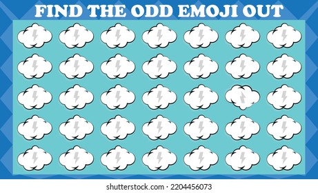 Find The Odd Emoji Out # 10, Visual Logic Puzzle Game. Activity Game For Children. Vector Illustration.