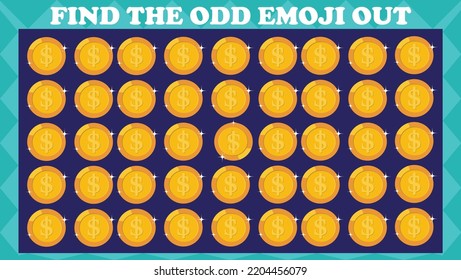 Find The Odd Emoji Out # 15, Visual Logic Puzzle Game. Activity Game For Children. Vector Illustration.