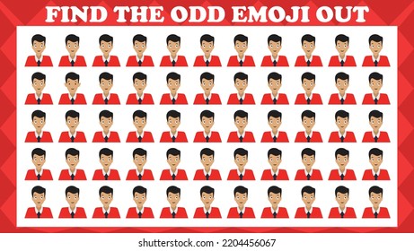 Find The Odd Emoji Out # 18, Visual Logic Puzzle Game. Activity Game For Children. Vector Illustration.