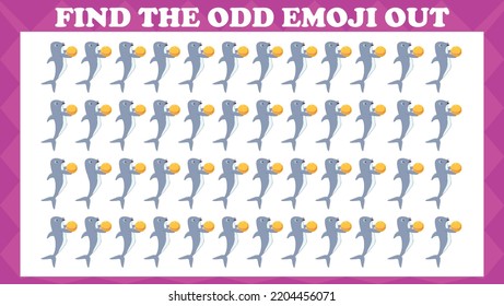 Find The Odd Emoji Out # 6, Visual Logic Puzzle Game. Activity Game For Children. Vector Illustration.