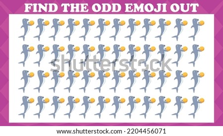 Find The Odd Emoji Out # 6, Visual Logic Puzzle Game. Activity Game For Children. Vector Illustration.