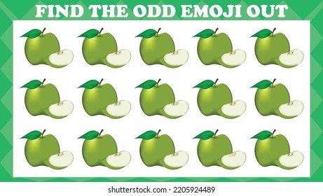 Find The Odd Emoji Out, Visual Logic Puzzle Game. Activity Game For Children. Vector Illustration.