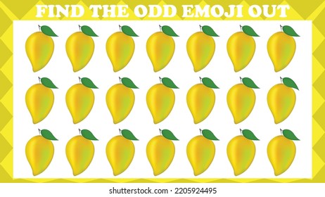 Find The Odd Emoji Out, Visual Logic Puzzle Game. Activity Game For Children. Vector Illustration.