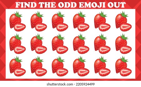 Find The Odd Emoji Out, Visual Logic Puzzle Game. Activity Game For Children. Vector Illustration.