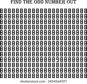 Find the odd number out of 8(9) in black font with white background