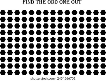 find the odd one out different polygon. Brain teaser activity game for kids. Vector illustration isolated on white background.