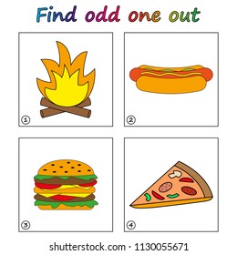 Find odd one out - game for kids. Worksheet. Visual Educational Game for children.