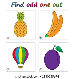 Find odd one out - game for kids. Worksheet. Visual Educational Game for children.