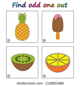 Find odd one out - game for kids. Worksheet. Visual Educational Game for children.