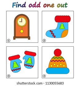 Find odd one out - game for kids. Worksheet. Visual Educational Game for children.