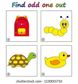 Find odd one out - game for kids. Worksheet. Visual Educational Game for children.