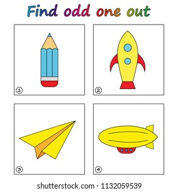 Find odd one out - game for kids. Worksheet. Visual Educational Game for children.