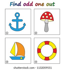 Find odd one out - game for kids. Worksheet. Visual Educational Game for children.