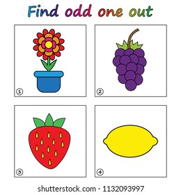Find odd one out - game for kids. Worksheet. Visual Educational Game for children.