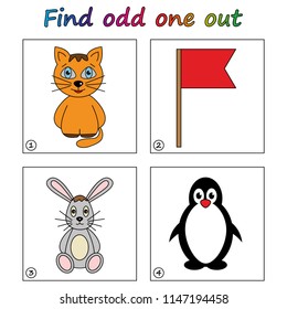 Find odd one out - game for kids. Worksheet. Visual Educational Game for children.