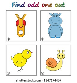 Find odd one out - game for kids. Worksheet. Visual Educational Game for children.