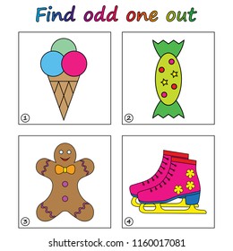 Find odd one out - game for kids. Worksheet. Visual Educational Game for children.
