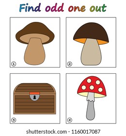 Find odd one out - game for kids. Worksheet. Visual Educational Game for children.
