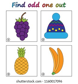 Find odd one out - game for kids. Worksheet. Visual Educational Game for children.
