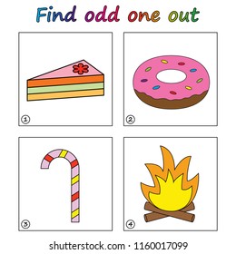 Find odd one out - game for kids. Worksheet. Visual Educational Game for children.
