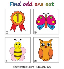 Find odd one out - game for kids. Worksheet. Visual Educational Game for children.
