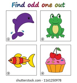 Find odd one out - game for kids. Worksheet. Visual Educational Game for children.