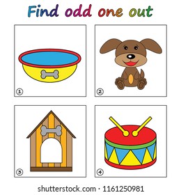Find odd one out - game for kids. Worksheet. Visual Educational Game for children.