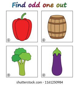 Find odd one out - game for kids. Worksheet. Visual Educational Game for children.