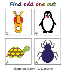 Find odd one out - game for kids. Worksheet. Visual Educational Game for children.