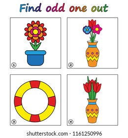 Find odd one out - game for kids. Worksheet. Visual Educational Game for children.