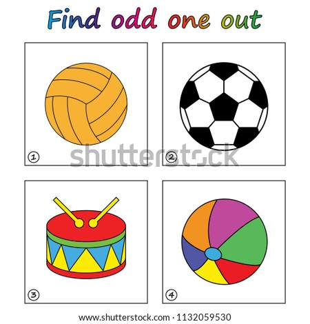 Find odd one out - game for kids. Worksheet. Visual Educational Game for children.