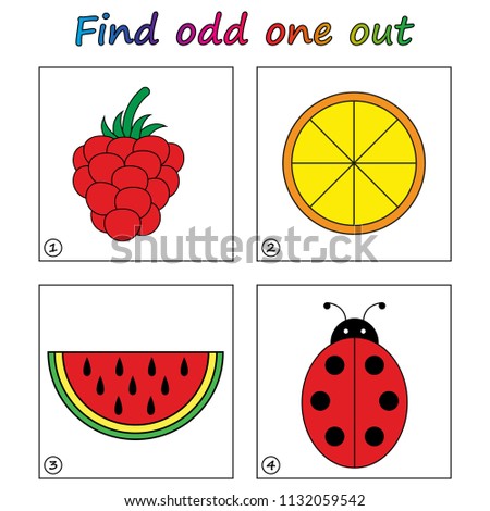 Find odd one out - game for kids. Worksheet. Visual Educational Game for children.
