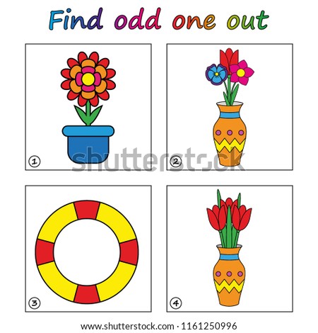 Find odd one out - game for kids. Worksheet. Visual Educational Game for children.