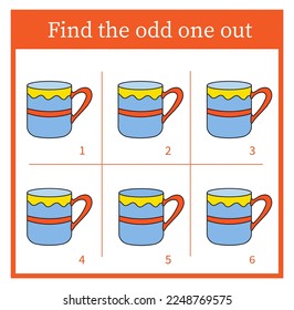 Find the odd one out. Logic puzzle for children. Printable worksheet. Vector illustration. 