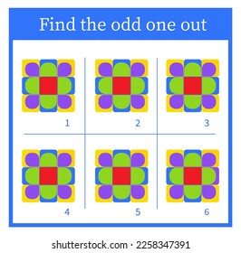 Find the odd one out. Logic puzzle for children. Printable worksheet. Vector illustration